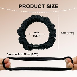 5 Stück Scrunchies Haargummi, Seide Haarringe Satin Haargummi Klein, Silk Scrunchie, Silk Skinny Elastische Haargummis Haarbänder,Hair Ties Für Damen Und Frauen (Schwarz)