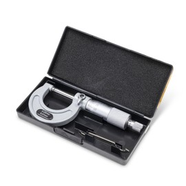 WIKISTORE Professional Micrometer 0-25 mm, Centesimal Micrometer, Industrial Precision with Aluminium Alloy Arc, Friction System and Lever Lock, Precise Work Tool