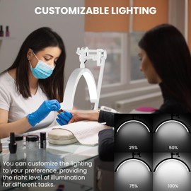 gelpal 3000 Lumens Adjustable LED Hilf Moon Light for Desk Lamp & Task Lamp - Bright, Dimmable Lighting for Office, Crafts, Nails &Salon Hobbies with Clamp (CCT，White)