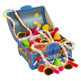 CAPTAIN PLAY | Retro Süßigkeiten Schatztruhe| Retro Süßigkeiten Box mit 400g Nostalgie-Süßigkeiten in Einzelverpackung