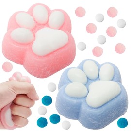 NHQZ Pack of 4 Cat Paws Squishy, Taba Squishy, Squishy Paw with Pompom, Cute Soft Cat Paws Squeeze Toys, Stress Relief Fidget Toys for Children and Adults