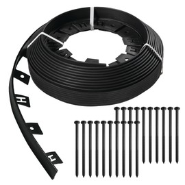 MASTER MARK DIG-Free Landscape Edging, 1.5 in. Tall Plastic Garden Border, 50 ft. Kit with 20 Anchoring Stakes, Black