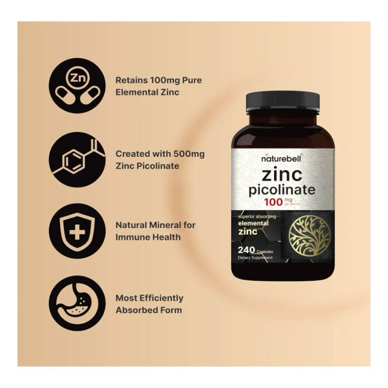 Picolinato Zinc 100mg Piel Energía Bienestar 240 Americano