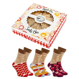 Rainbow Socks - Women's Men's Funny Apple Pie Socks Gift 3 Pairs, 3 x apple pie