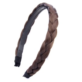 Bobiya Diadema De Pelo Sintético Trenzado, Diadema Trenzada Con Dientes, Accesorios Para El Cabello Para Mujeres Y Niñas (Castaño) Castaña 1 Unidad (Paquete De 1)