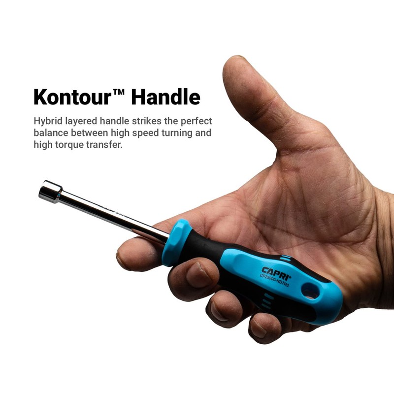 Capri Tools Kontour Nut Driver Set, 3-Inch Hollow Shaft, Metric,