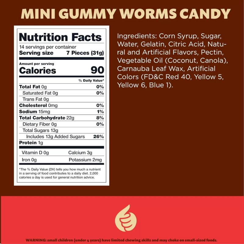 iLike! Mini Gummy Worms Candy, Assorted Fruit Flavors, 1-Pound (Pack