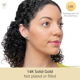 MAX + STONE 14k White Gold 8mm Cushion Cut July Birthstone Created Ruby Stud Earrings for Women