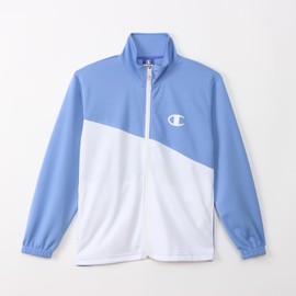 Champion CK-BSW01 Jersey, Top and Bottom, Kids, Long Sleeve, Set of 2, Quick Drying, One Point Logo, Rubber Print, Training Suit, Basic Sports, pale, blue