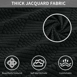 Easy-Going Waterproof Couch Cushion Covers for Couches and Sofas, Stretch Jacquard Sofa Seat Cover Replacement for Dogs, Pets & Kids, Durable Furniture Protector for Loveseat Cushions, Black