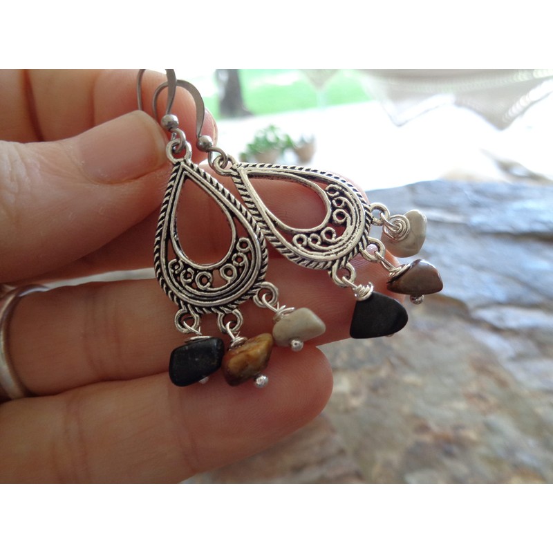 ✿ CHANDELIERS & NATURSTEINE ✿ wunderbare Ohrringe