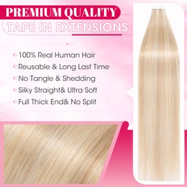 Tape Extensions Echthaar 20pcs 35 cm Ascheblond/blond Remy Invisible Haar Tape In Haarverlängerung Natürlich 30g 14 Zoll #18P613 Glattes Echthaar Skin Weft Tape
