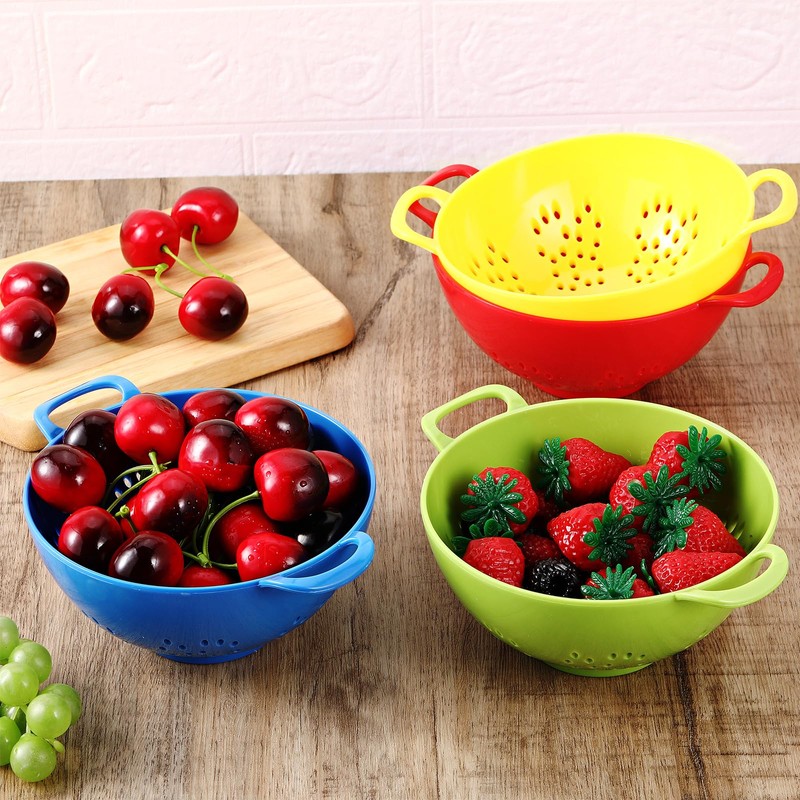 Baderke 4 Pack Mini Colander for Kitchen Plastic Berry Strainer