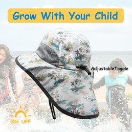 SmztTrend Boys Sun Hat Wide Brim Girls Sun Protection Cap Kids Beach Hats Toddler Summer Hat with Neck Flap UPF 50+（Grey,2-5T