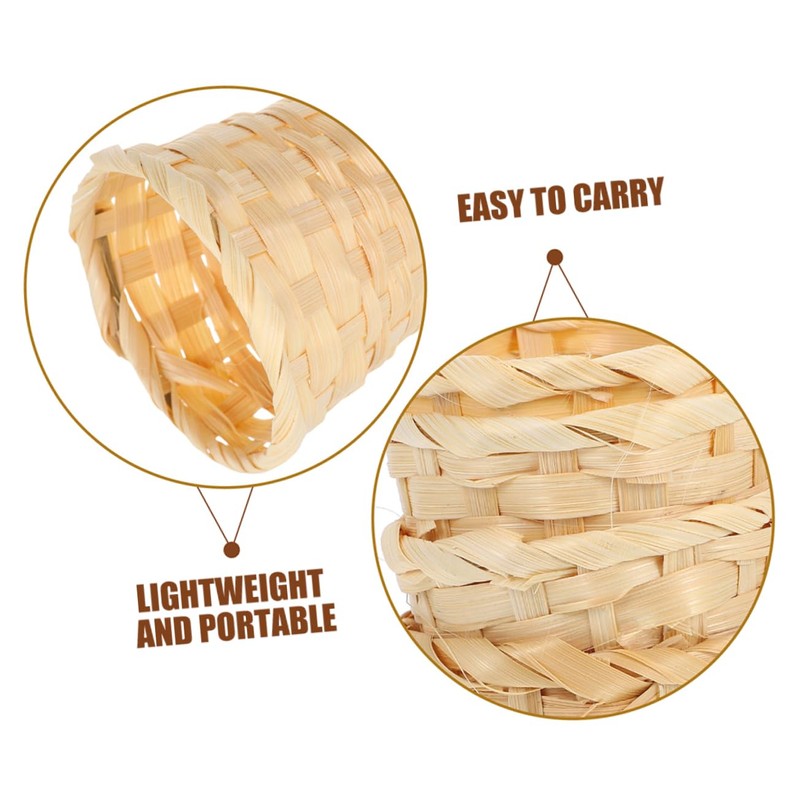 Mipcase 6pcs Handheld Bamboo Basket Miniature Woven Sundries Organizer for