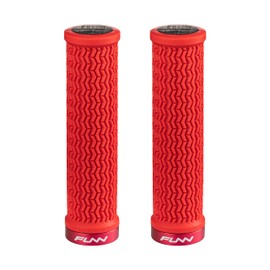 Funn Holeshot Manopole per Mountain Bike con Chiusura Singola, Diametro Interno di 22 mm, Manopole per Manubrio da Bici Resistenti alle Estremità Indurite (Rosso)