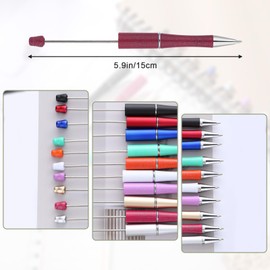 Maahongh 20 Pcs Beaded Pens, Beadable Pens Bulk Colored, Focal Bead Pen with 40pcs Black Ink Extra Refills, DIY Pen Can Be Decorated with Silicone Beads (Multi Colors)