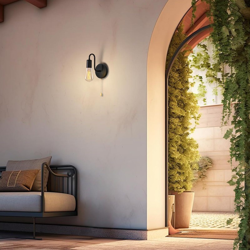 DTIEDY Pull Chain Wall Light Fixture 1-Light Wall Sconce with