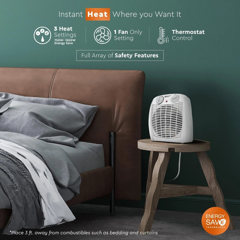 Comfort Zone CZ45E Personal Space Heater 1500W Energy Efficient Compact