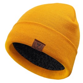 OZERO Knit Hat Winter Hats Warm Beanie Thick Lining for Men and Women Maize Yellow