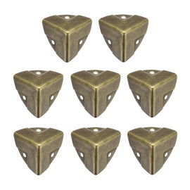 sourcing map 8PCS Metal Corner Protector 0.9 x 0.9 x 0.9 Inch Box Edge Guard Protector Zinc Alloy Cabinets Speaker Corners Protector for Furniture Decorative (Imprint Edge, Vintage Bronze Tone)
