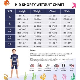 Summshall Children's Wetsuit, 2 mm Neoprene Shorty Warming Swimsuits for Girls and Boys, Thermal Diving Suit, Ultra Stretch Wetsuits for Water Sports