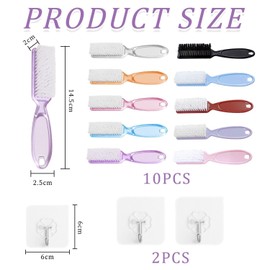 Pack of 10 Dust Brushes and 2 Pieces Hooks, Nail Art Tools, Nail Cleaning Brush, Nail Care Supplies
