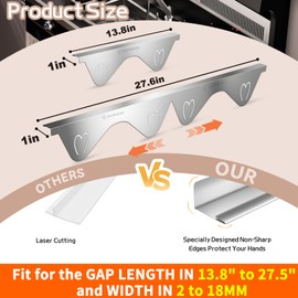 Stainless Steel Stove Gap Covers, Stove Gap Filler, Oven Gap Filler, Range Trim Kit in Kitchen, JessWednes 2 PCS Extendable Guard 13.8" to 27.5", Width 0.79", Heat Resistant and Easy to Clean (SILVER)