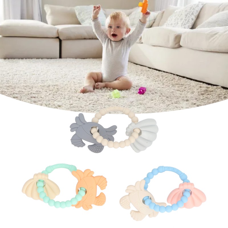 3pcs Silicone Shell Teething Ring Soothes Gum Soreness Crab Shell