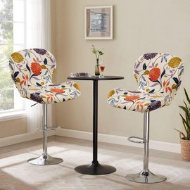 Bifaunvogel Counter Height Bar Stool Covers with Back Stretch Printed Kitchen Swivel Stools Slipcovers Curved Short Shell Back Barstools Covers for Dining Living Room and Bistro Pub 4 Pack #19