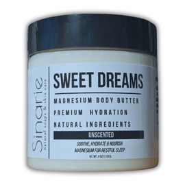 Sinarie Sweet Dreams Magnesium Emulsified Body Butter, 4 oz., 1 Count | Mango Butter | Premium Magnesium Oil | Natural Ingredients | Magnesium Lotion