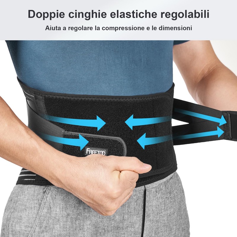 FREETOO Fascia Lombare Posturale, Regolazione della Fascia Schiena per Uomini