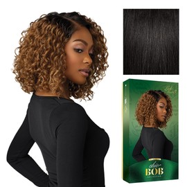 Sensationnel Chicbob lace frontwig - Lob unit 3 face framing glueless wig wide 5 inch deep part synthetic preplucked hairline (1B OFFBLACK)