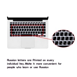 HRH Russian Letter Keyboard Cover Protector for MacBook Air 11.6 Inch MacBook 11" A1465 A1370 USA Keyboard Layout Silicone Skin - Russian/English Cyrillic (Black)