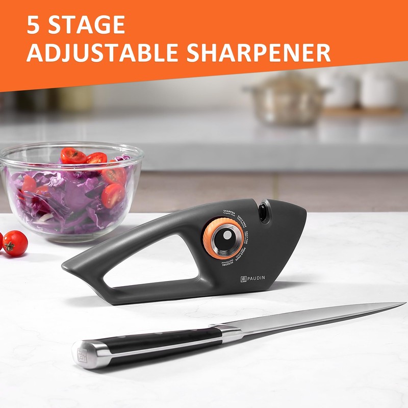 PAUDIN Knife Sharpener, Kitchen Knife Sharpener, 5 Stage Knife Sharpeners