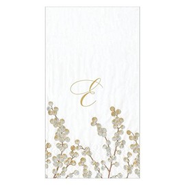 Caspari Berry Branches Single Initial Paper Guest Towel Napkins Letter E - 15 Per Package