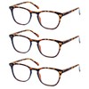 HAPJOYS 3 Pack Reading Glasses Women Men Stylish Oval Readers
