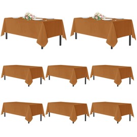 sancua Thanksgiving Tablecloths for 8 Foot Rectangle Tables, 8 Pack - Washable Polyester Fabric Fall Table Cloth for Chirstmas Party, Birthday, Banquet Reception, 60x120 Inch Bronze