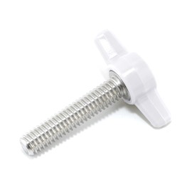 5/16"-18 x 1-1/2" Thumb Screw Stainless Steel - White Tee Wing Plastic Knob - Standard/Coarse Thread Thumbscrew - Length: 1.500" - Proudly Built in USA - Package of (2)