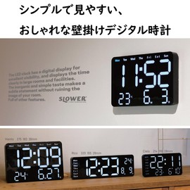 SLOWER SLW368 Digital LED Stylish Deca Character Interior Table Clock with Remote Control Date Temperature Day Black 275 183 30 mm LED CLOCK