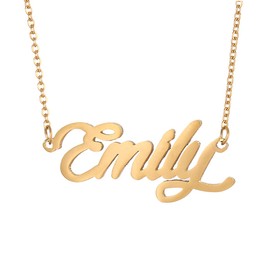 Aoloshow Emily Name Layered Necklace Stainless Steel Choker Necklace Jewelry for Womens