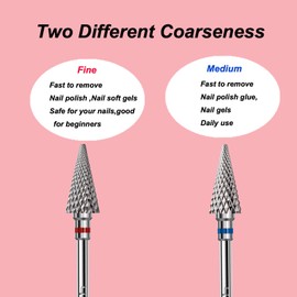 BITNBITH 3pcs Nail Drill Bits Safety 3/32”Professional Acrylic Nail Carbide Tapered Nib Bit for Cuticle Dead Skin Remover,Multifunction Drill Bit for Nail Gel Polishing,Manicure Pedicure