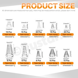 Rustark 123Pcs 10 Sizes Stainless Steel Taper Spring Assortment Set Cone Compression Spring Tower Pressure Spring Conical Spring Small Compression Springs for Home Repair Industry