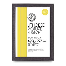 Lithobee - Black Grain Stylish Quality Coloured Frame comes in Sizes A3 & A4 Ideal for Home Bedrooms Living Rooms Offices and Framing Photographs, Prints and Artwork