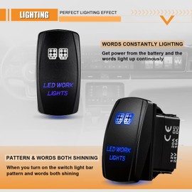 Wiring Harness 2 Lead, Auxbeam 12V 5Pin Rocker Switch with 3Pcs Switching Lines, On Off Switch Power Relay Fuse for LED Light Bars Work Light Driving Lights