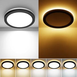 zemty 7 Inch LED Flush Mount Ceiling Light Fixtures, 15W + 3W Nightlight 1800K Warm, 3000k/3500k/4000k/4500k/6500K 5 Color Temperatures Selectable for Hallway Bathroom Pantry Dining Room