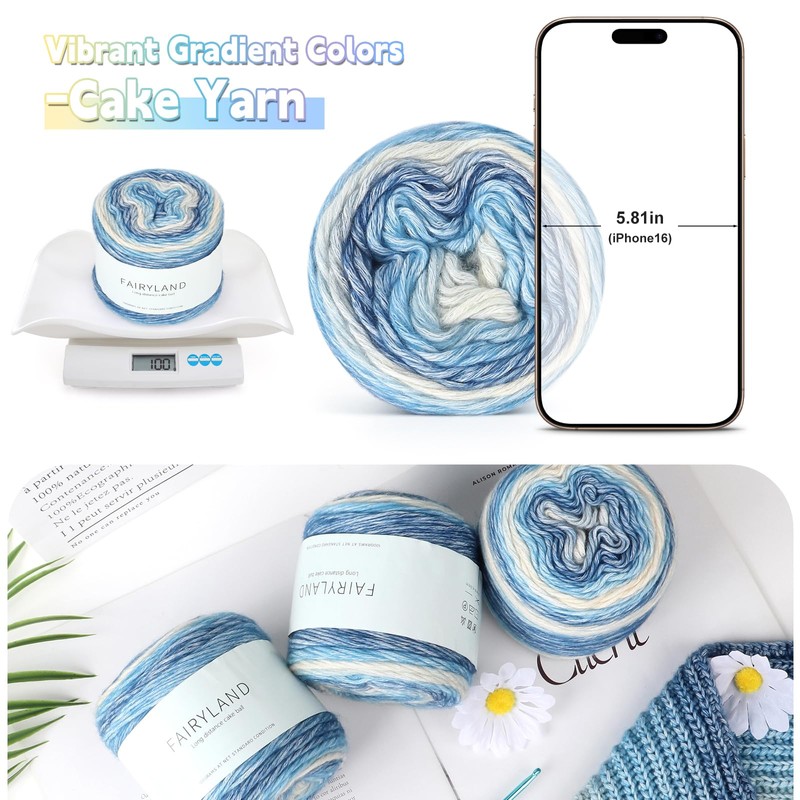Katech Ombré Yarn for Crocheting-Gradient Cake Yarn-4x100g 60% Cotton 30%