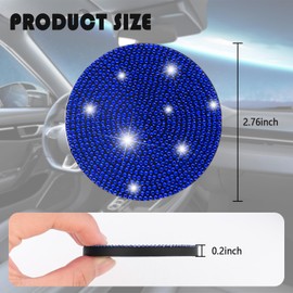 2PCS Full of Rhinestone Car Coasters for Cup Holders,Bling Car Accessories for Women/Men,Non-Slip & Heat-Insulating 2.7 Inch Universal Cup Holder Coasters (Blue)