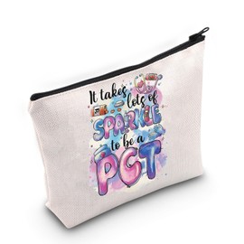 JNIAP PCT Nurse Makeup Bag Patient Care Technician Gifts PCT Tech Gifts It Takes Lots Of Sparkle To Be A PCT Zipper Pouch (Be A PCT)