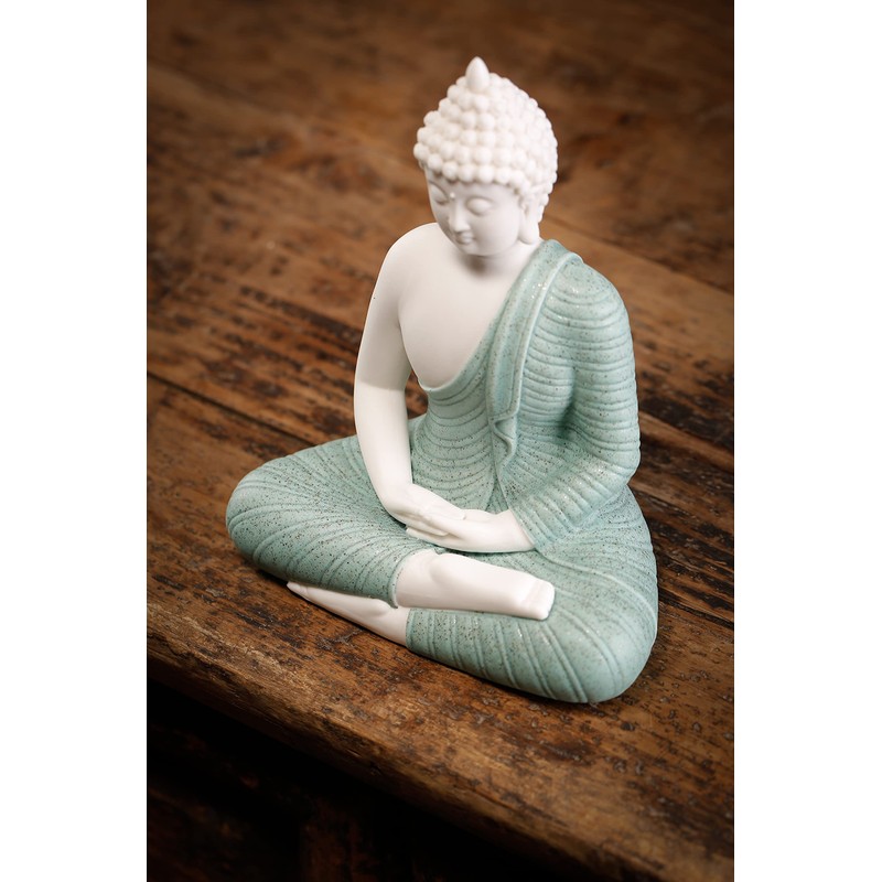 Qinlang 6 inch Small Green Buddha Statue for Home Decor,